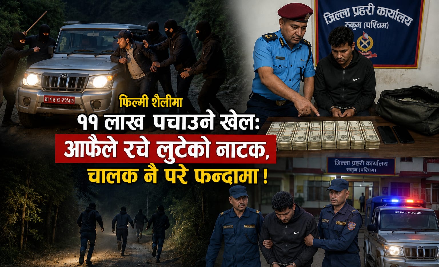 फिल्मि शैलीमा ११ लाख पचाउने खेल: आफैँले रचे लुटको नाटक, चालक नै परे फन्दामा !