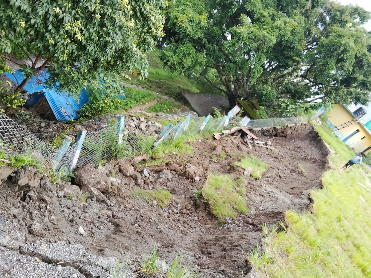 महाकाली माविको खेलमैदानमा पहिराेले क्षति