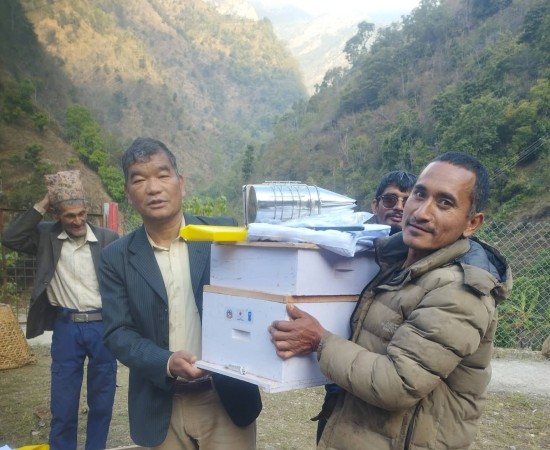 सानीभेरी ५ र ६ का ४१ जना कृषकलाई गाेलासहितकाे मौरीघार वितरण 