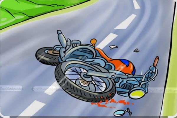 त्रिवेणी चोक नजिकै मोटरसाइकल दुर्घटना, घाइतेको अवस्था गम्भीर