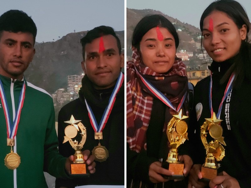 विच भलिबलमा दिल र अमृत तथा शर्मिला र राधाकाे जाेडि विजेता