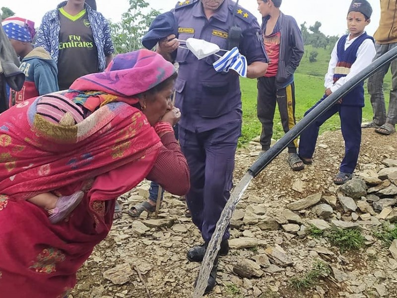 सानीभेरी गाउँपालिका ५ पोखरी लेकमा खानेपानी पुग्यो