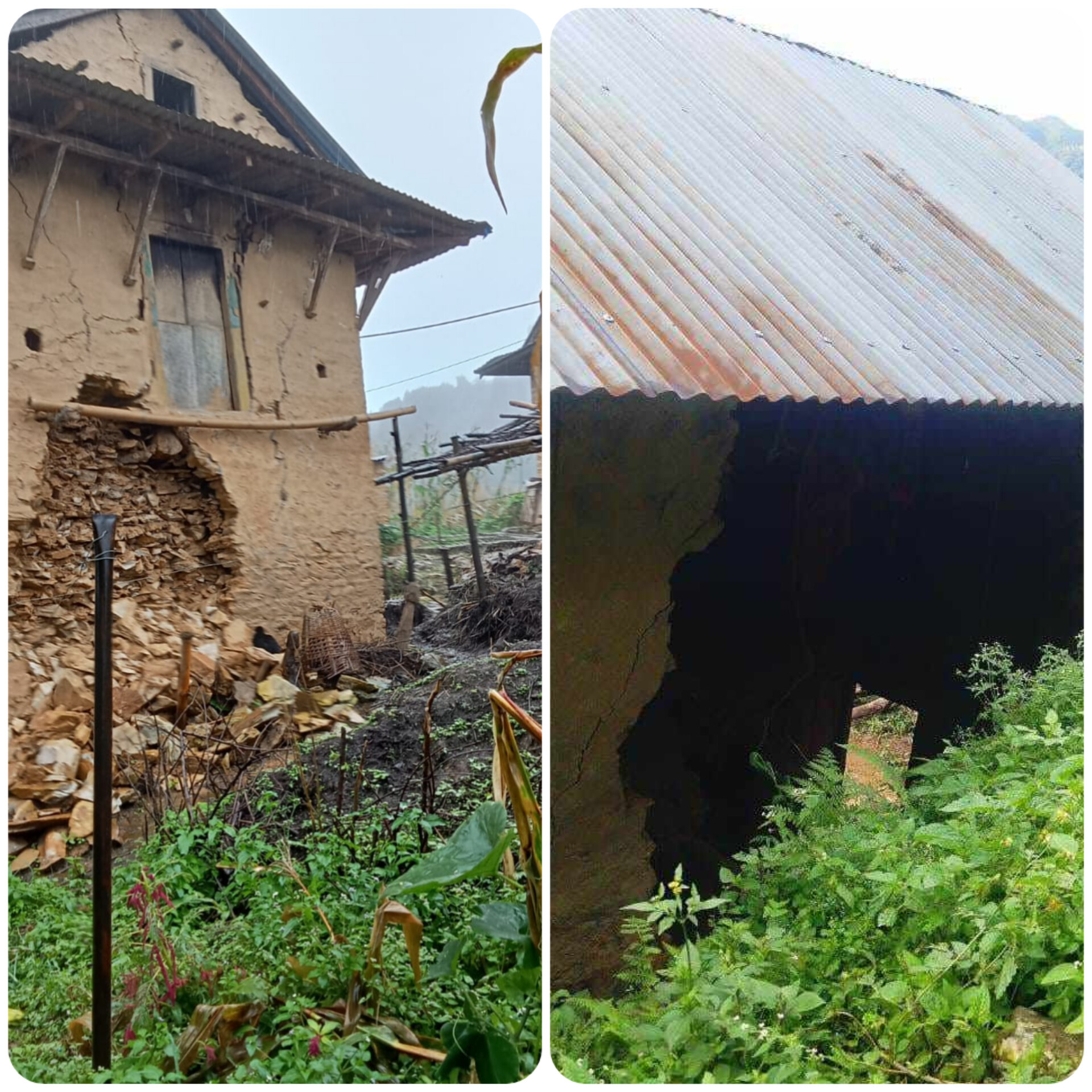 बझाङ भुकम्पकाे असर रूकुम पश्चिममा पनि, दुई घर भत्किए