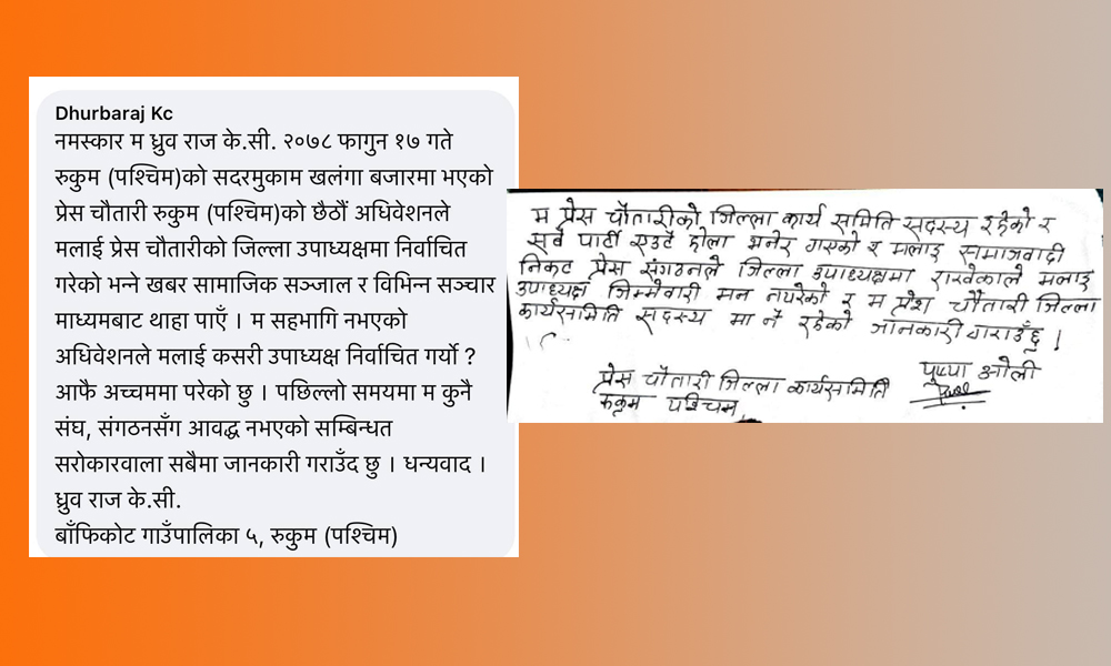 प्रेस चौतारी र समाजवादी प्रेस संगठनकाे उपाध्यक्ष बनाइएकाले भने संगठनमा छैनौं 