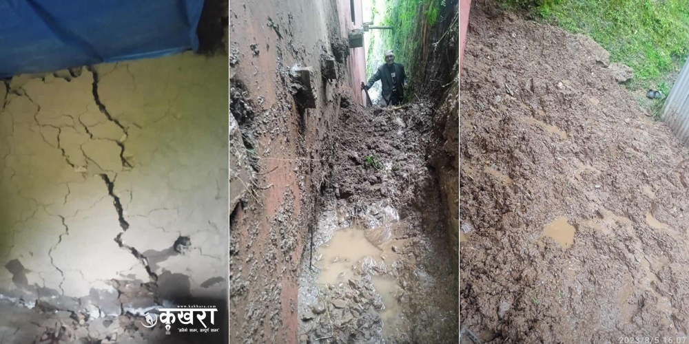 घर निर्माण भएको ६ महिना नपुग्दै पहिरोले पूर्ण रुपमा क्षति