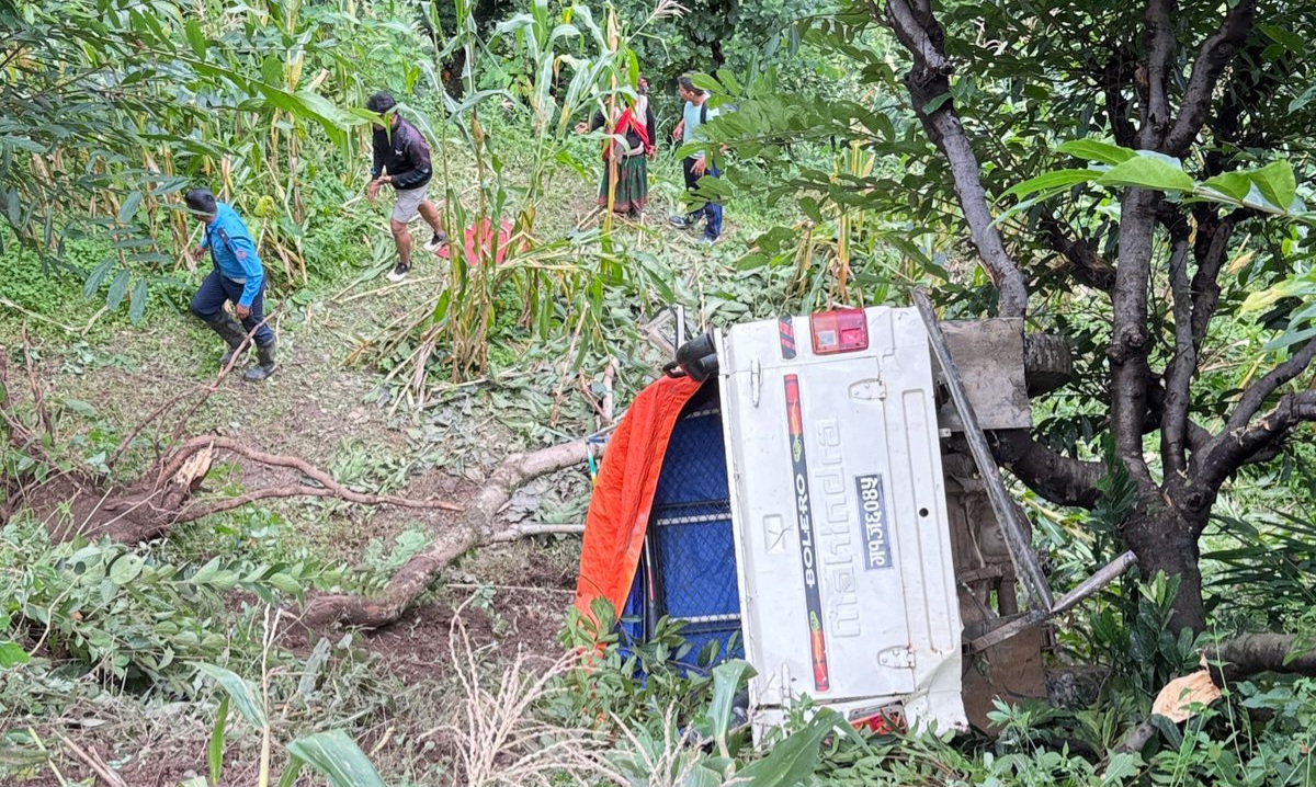 स्यालापाखाबाट खलंगा आउँदै गरेको गाडी दुर्घटना, ७ जना घाइते